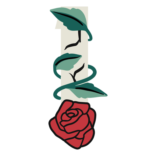 Rose Zahlen Farbstrich 1 PNG-Design