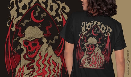 T-shirt da criatura do inferno do demônio esqueleto psd