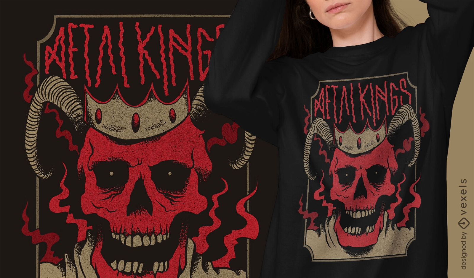 Camiseta de la criatura del infierno del rey esqueleto psd