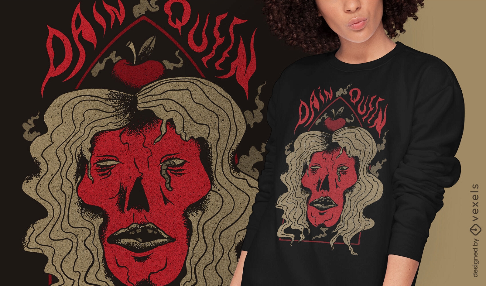 Teufelsfrauen-Höllenkreatur-T-Shirt psd