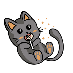 Entzückendes Kätzchen, das an Halloween einen Lutscher isst PNG-Design