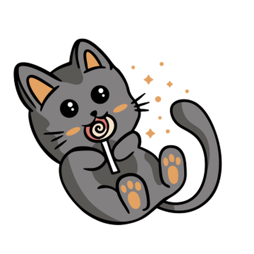 Adorable gatito comiendo una piruleta en Halloween Diseño PNG