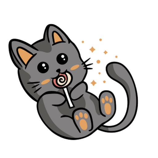 Adorável gatinho comendo um pirulito no Halloween Desenho PNG