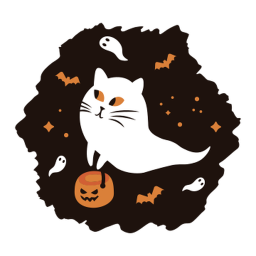 Gato fantasma en Halloween Diseño PNG
