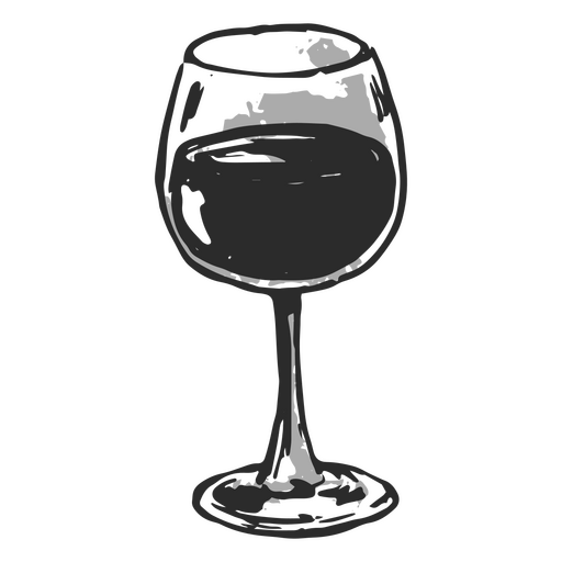 Design preto e branco de um copo de vinho Desenho PNG
