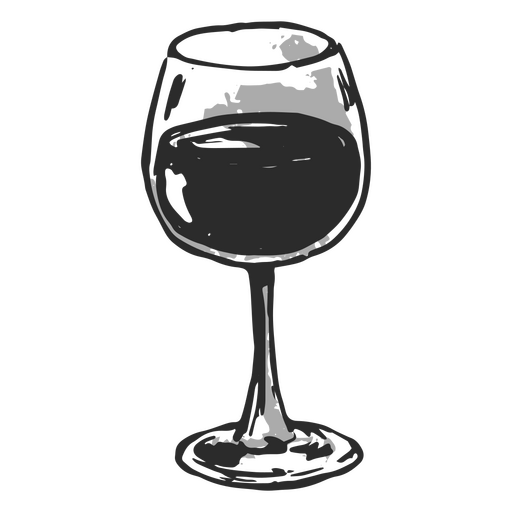 Diseño en blanco y negro de una copa de vino. Diseño PNG