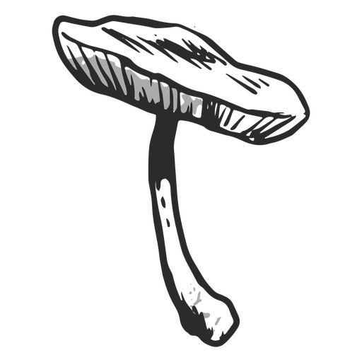 Design preto e branco de um cogumelo Desenho PNG