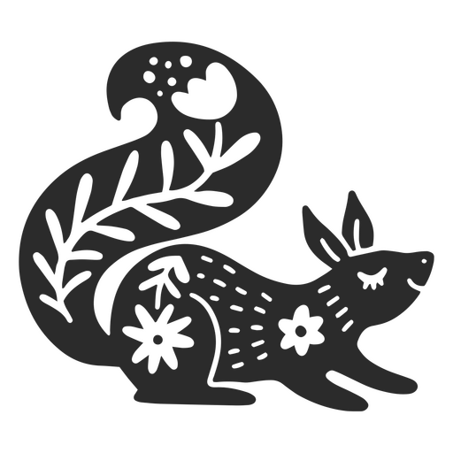 A squirrel adorned with floral motifs PNG Design