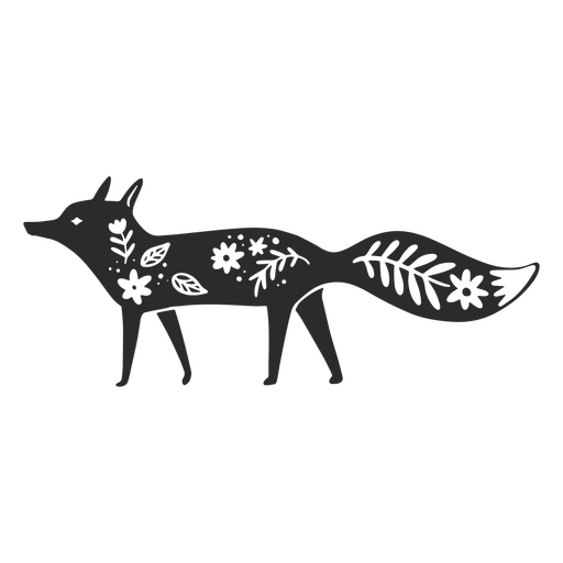 Ein mit floralen Motiven geschmückter Fuchs PNG-Design