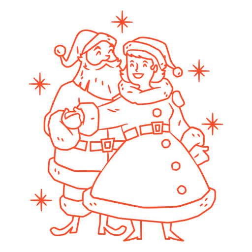 Der Weihnachtsmann und Frau Claus streicheln Vintage PNG-Design