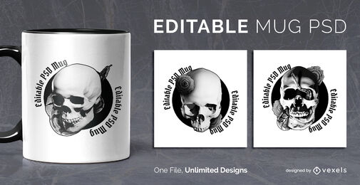 Skulls and skeletons mug template scalable