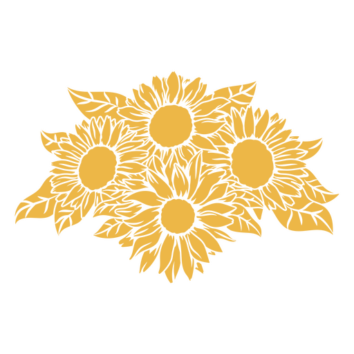 Flores radiantes de girassol Desenho PNG