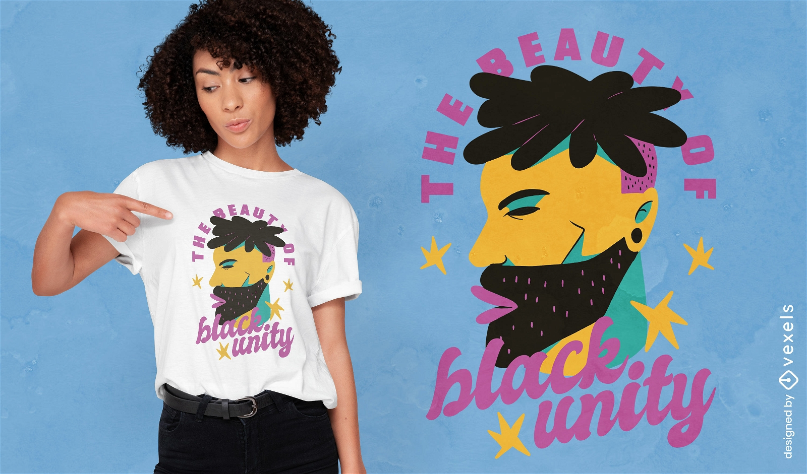Diseño de camiseta de unidad negra de belleza.