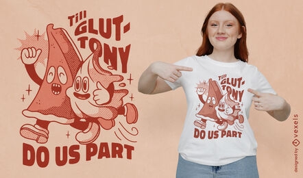 Thanksgiving food retro cartoon t-shirt design