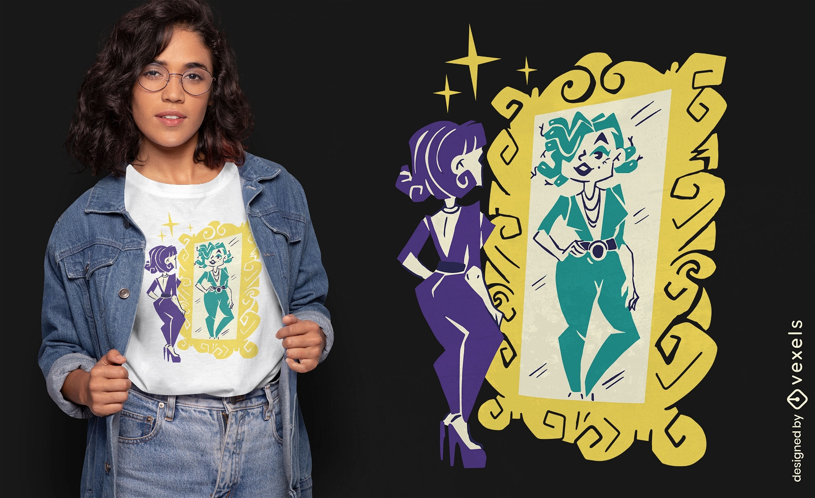 Diseño de camiseta de amor propio con espejo de Medusa