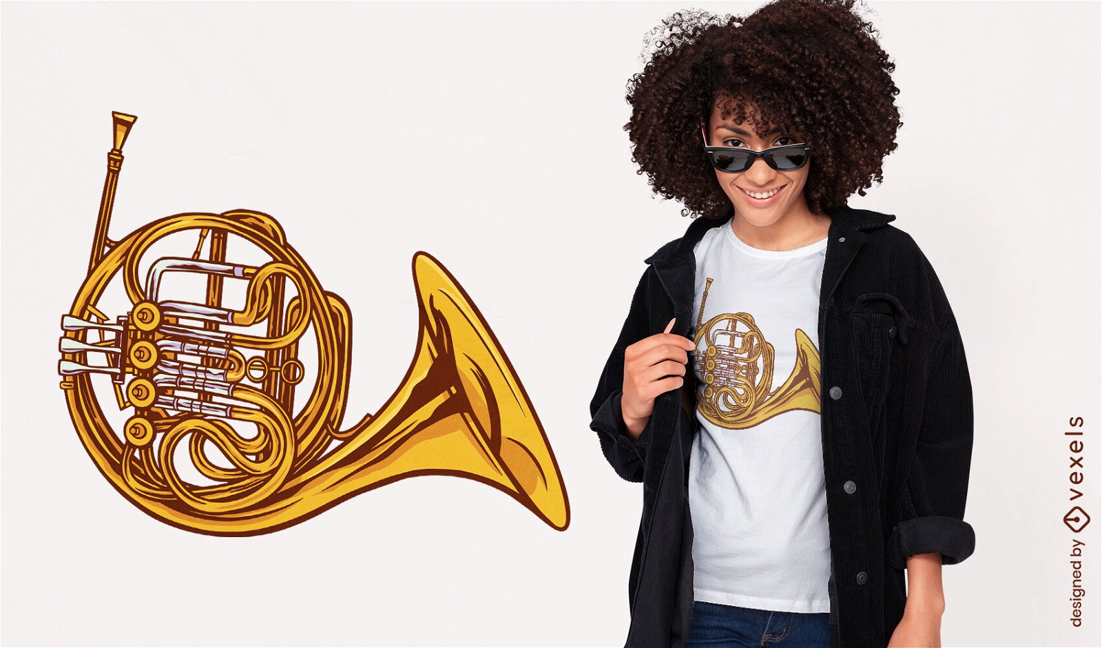 T-Shirt-Design für das Instrument des französischen Horns