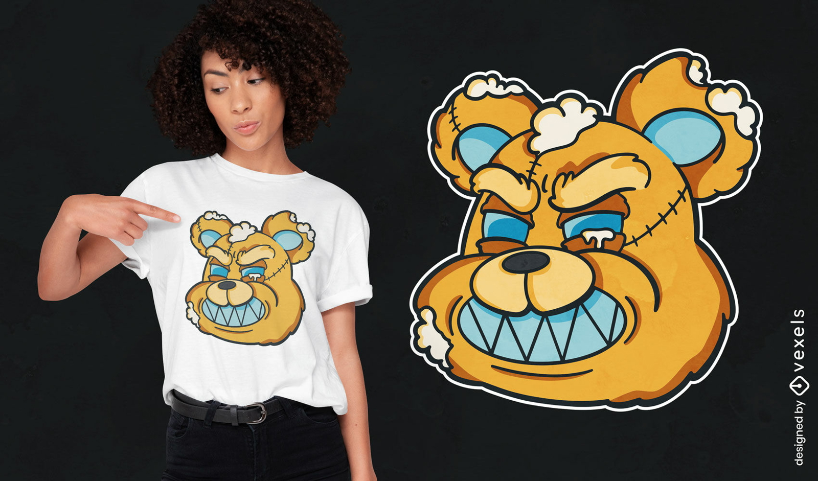 Design de camiseta de ursinho de pelúcia com raiva
