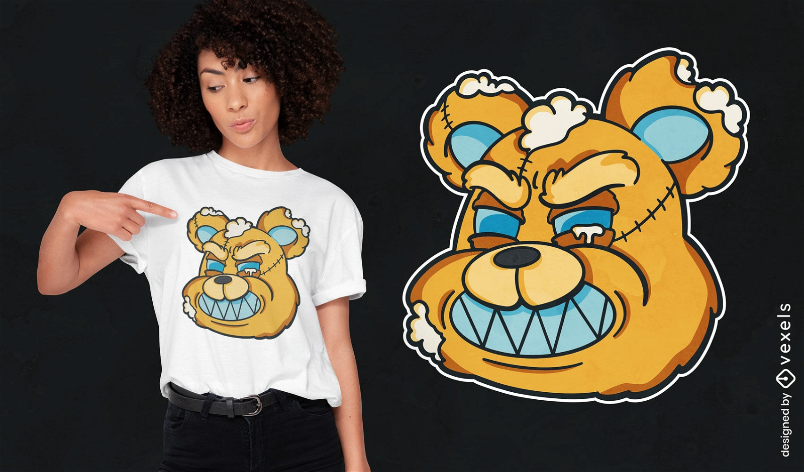Diseño de camiseta de oso de peluche enojado