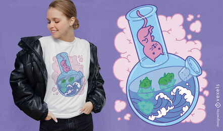 Bong und niedliches Katzen-T-Shirt-Design
