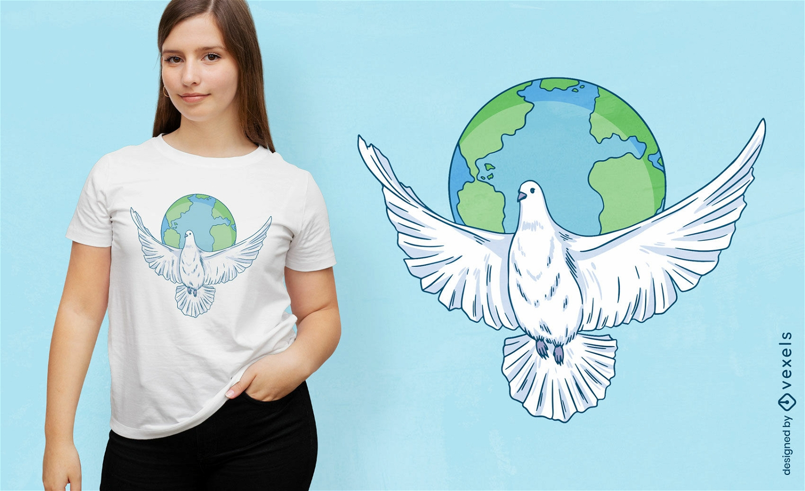 Paloma con diseño de camiseta de la Tierra.
