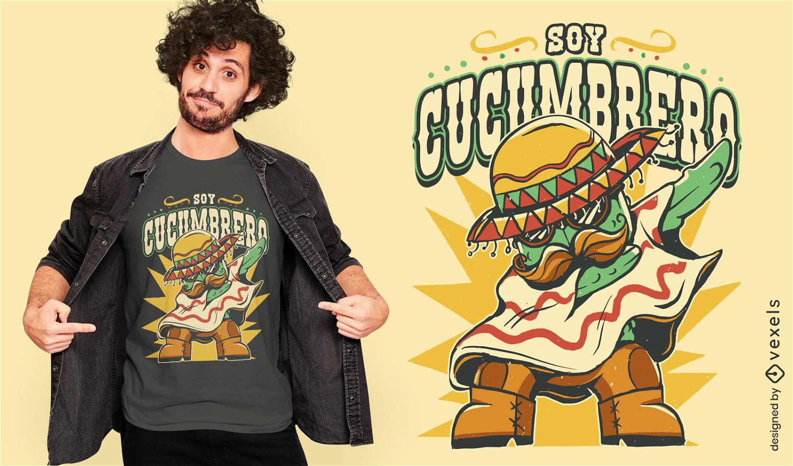 Divertido diseño de camiseta de pepino mexicano.