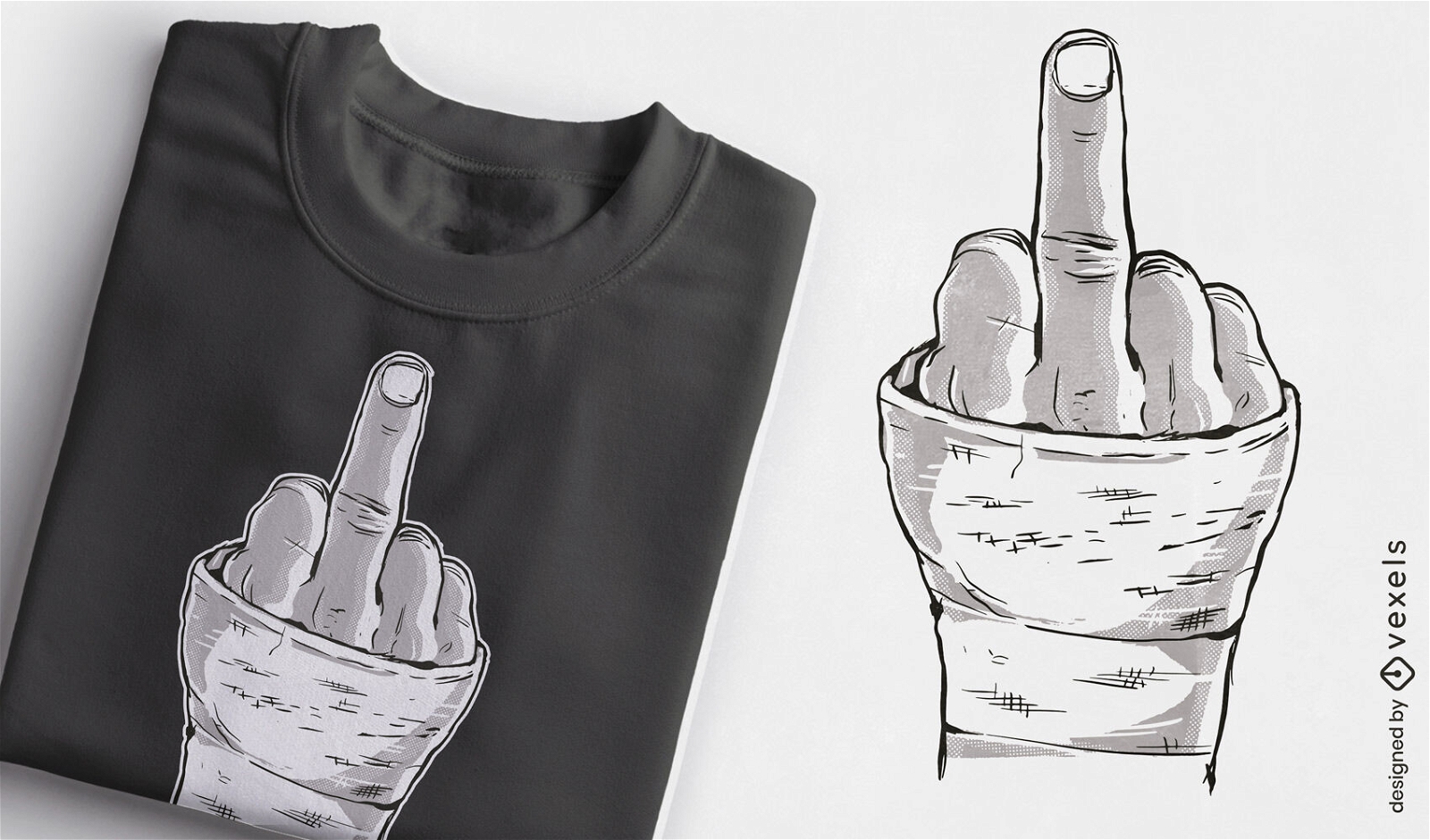 Middle finger in an arm cast t-shirt design