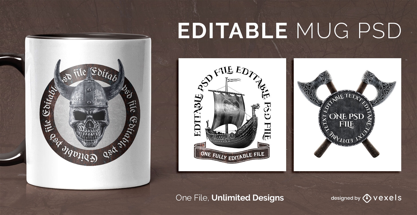 Viking elements scalable mug design template