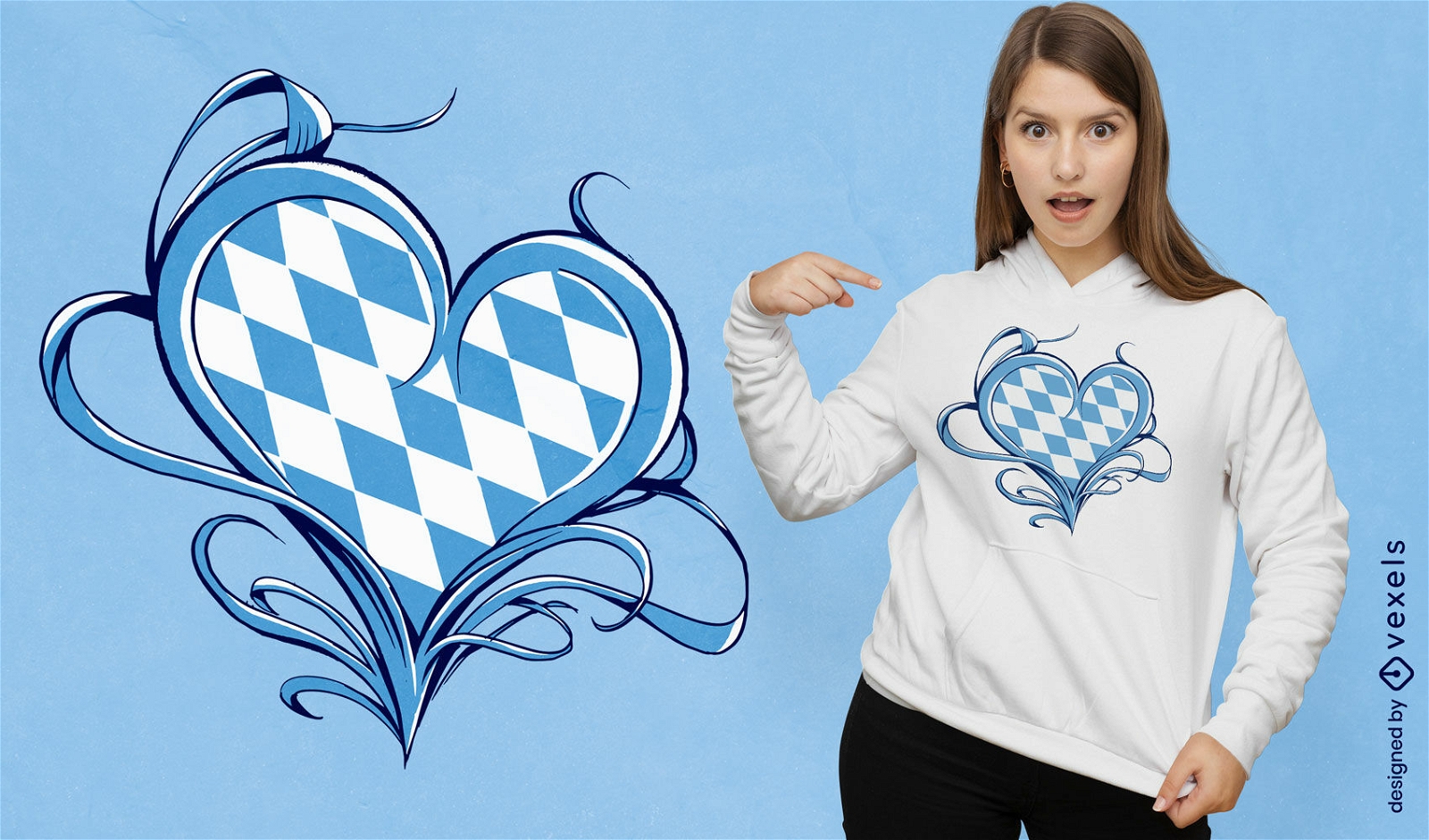 Bandeira da Baviera em um design de t-shirt de coração