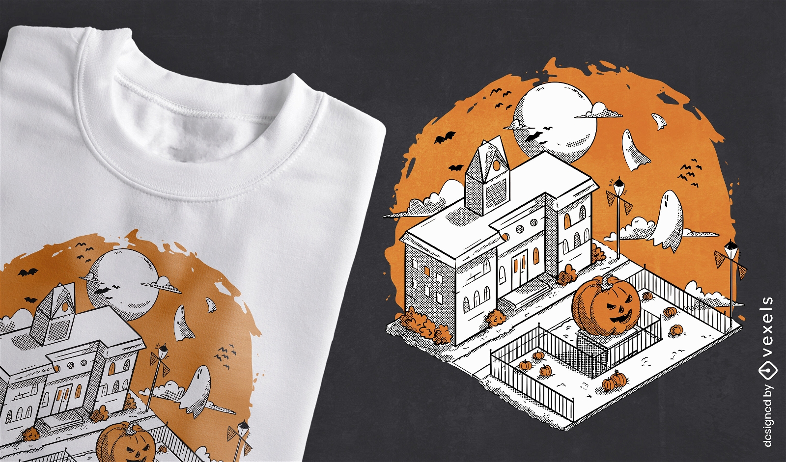 Diseño de camiseta de la ciudad de Halloween