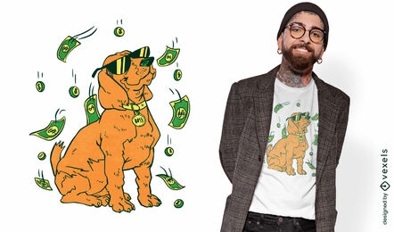 Dog with money bills t-shirt design