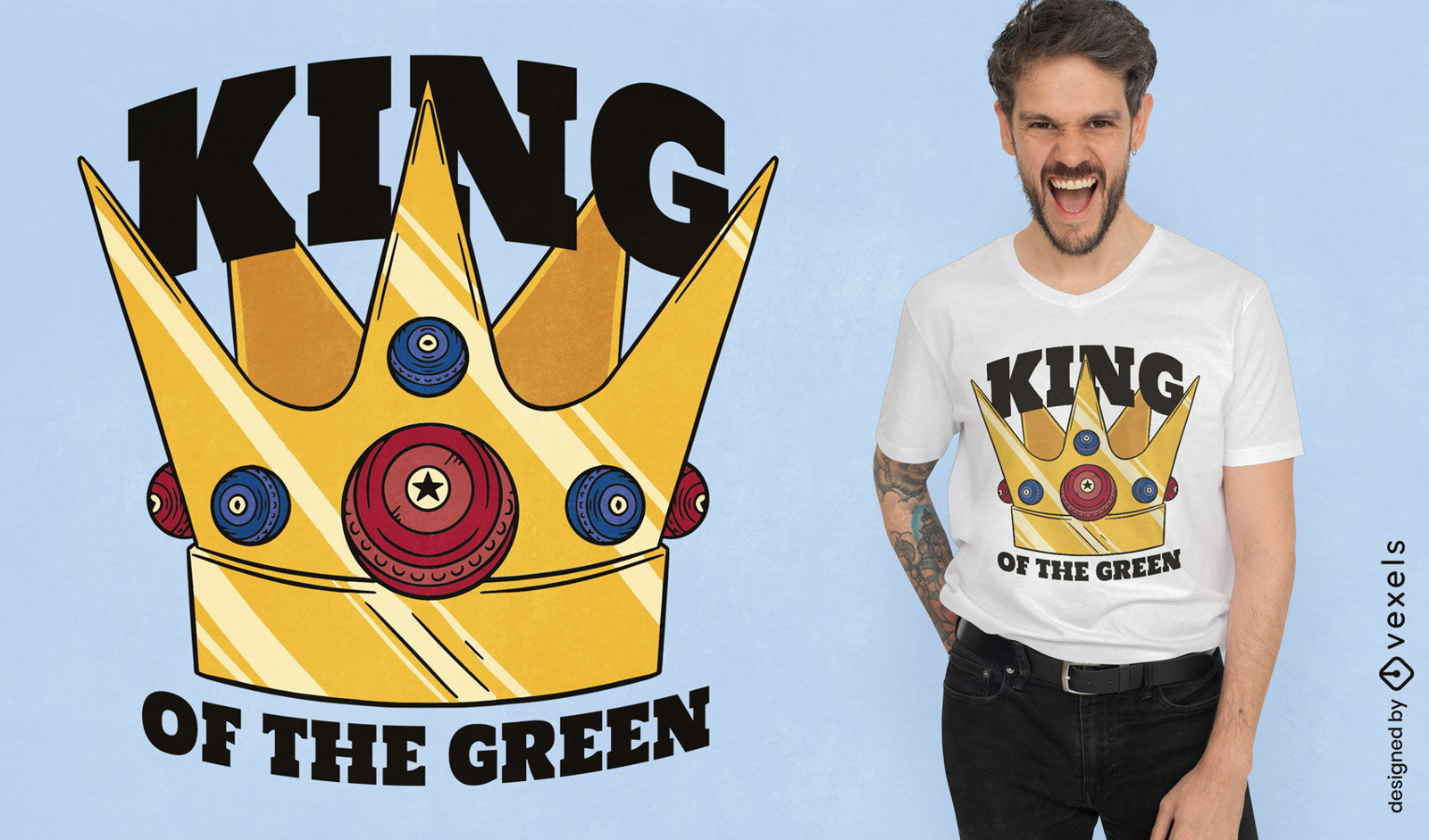 Diseño de camiseta rey de la corona verde.