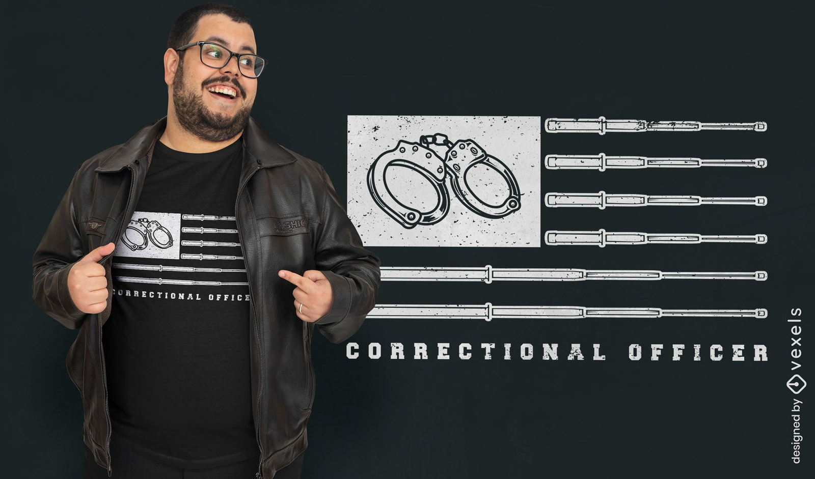 Design de t-shirt de agente penitenciário da bandeira dos EUA