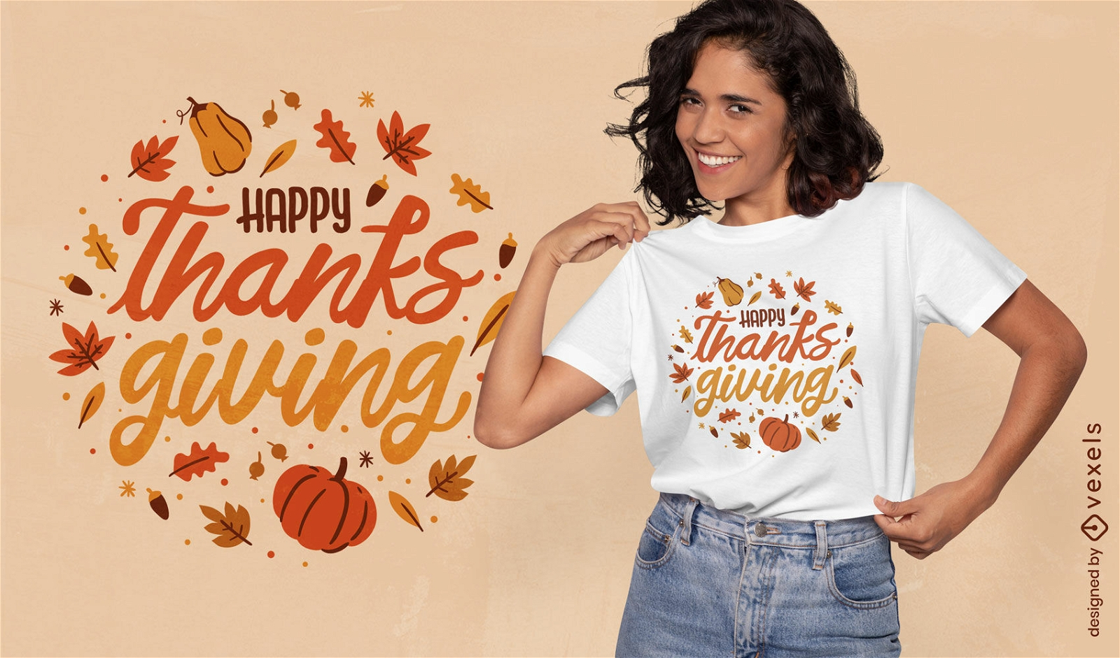 Fröhliches Thanksgiving-Herbst-T-Shirt-Design