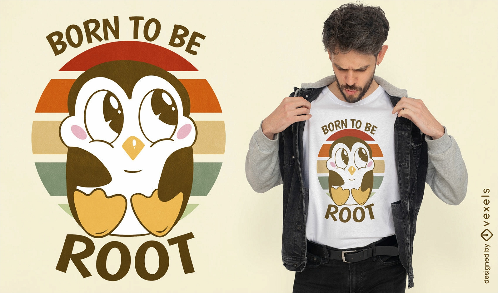 Lindo diseño de camiseta de raíz de pingüino
