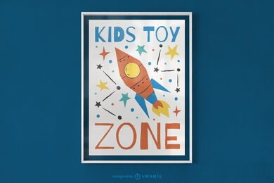 Kids toy zone rocket poster design