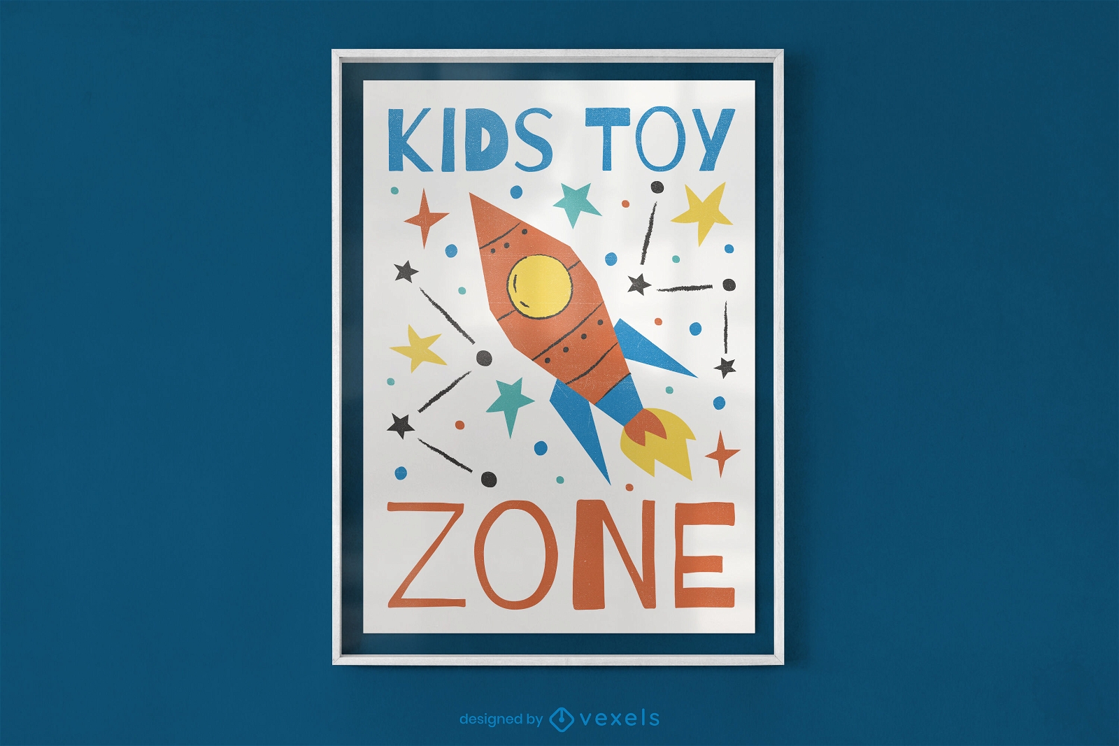 Design de cartaz de foguete de zona de brinquedo para crianças