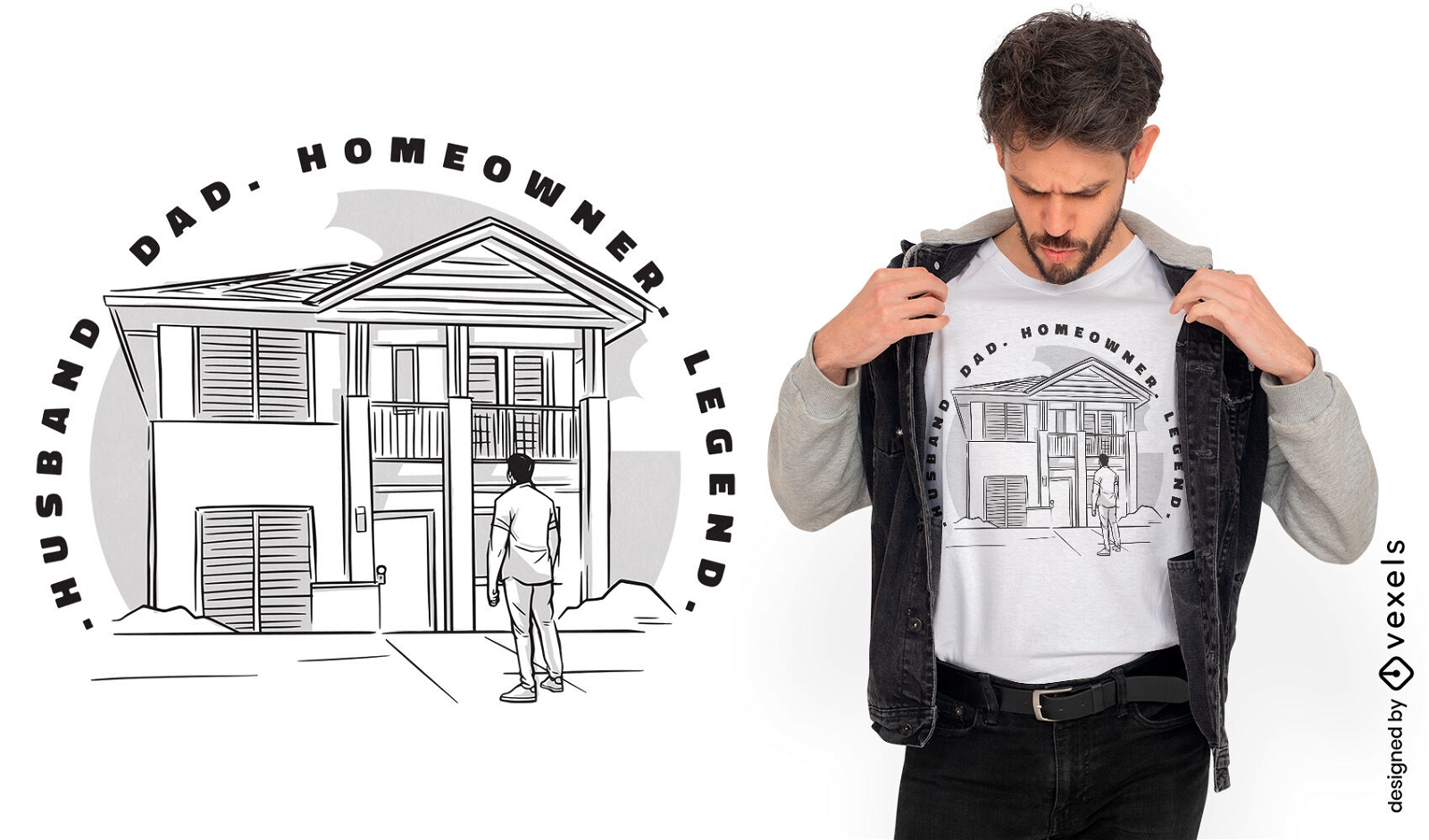 Man with new house t-shirt design