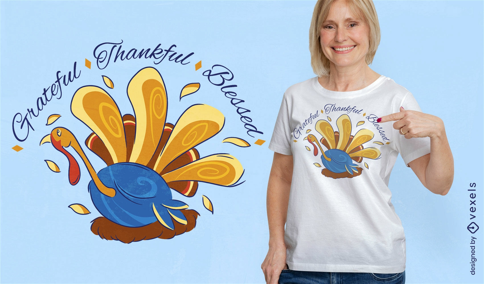 Thanksgiving-Truthahn dankbares Zitat-T-Shirt-Design