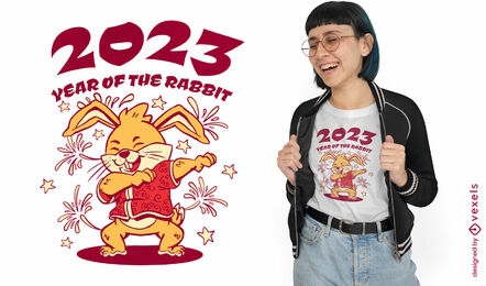 Chinese New Year dabbing rabbit t-shirt design