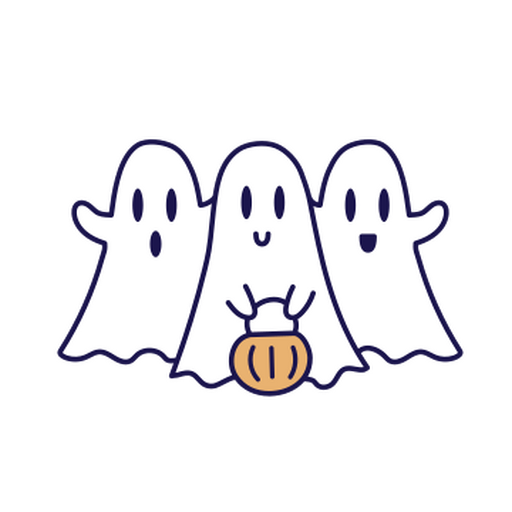 Adorable ghosts trick-or-treating PNG Design