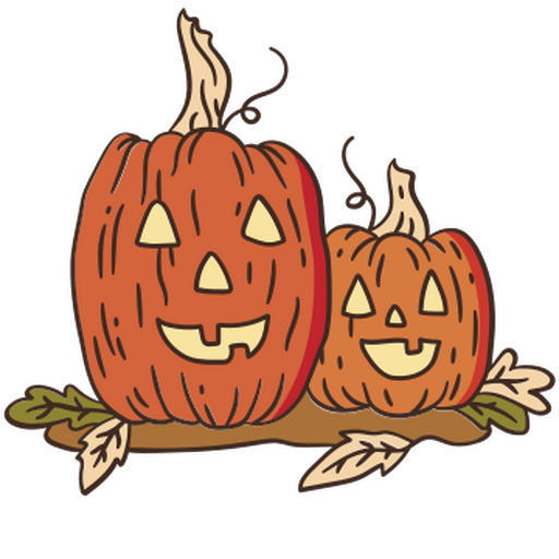 Spooky pumpkins on a Halloween stage PNG Design