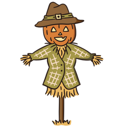 Un espantapájaros con cabeza de calabaza Diseño PNG