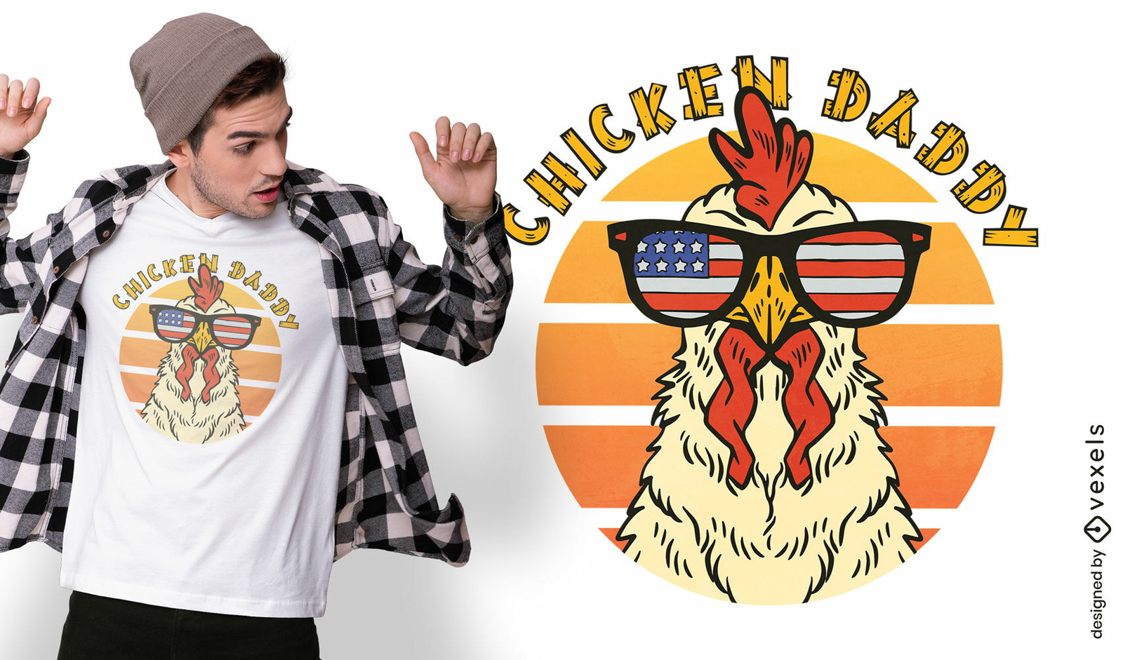 Diseño de camiseta de gafas de sol Rooster US