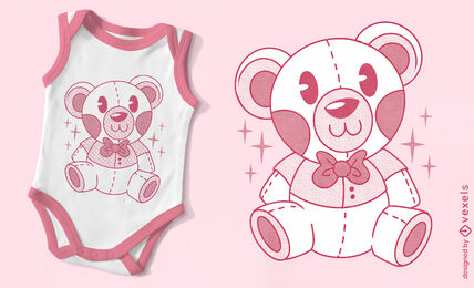 Lindo diseño monocromático de camiseta de oso de peluche.
