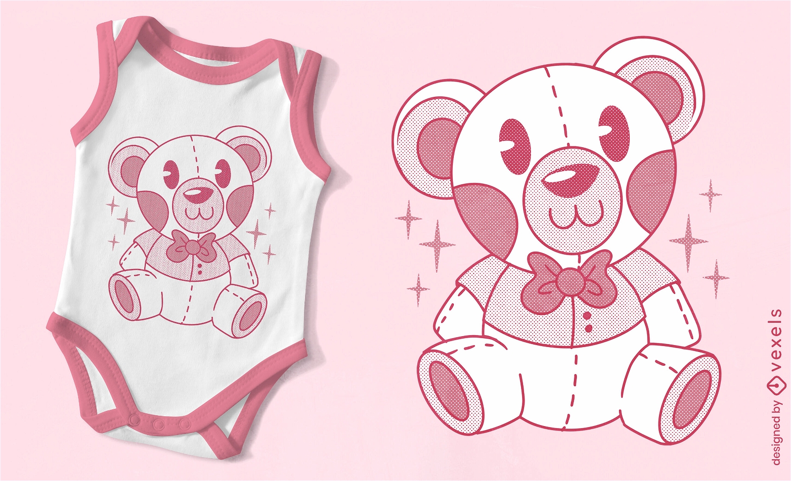Cute monochromatic teddy bear t-shirt design