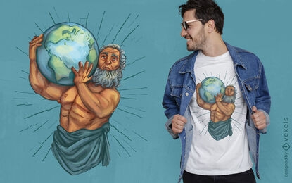 Atlas, der das T-Shirt-Design der Welt trägt