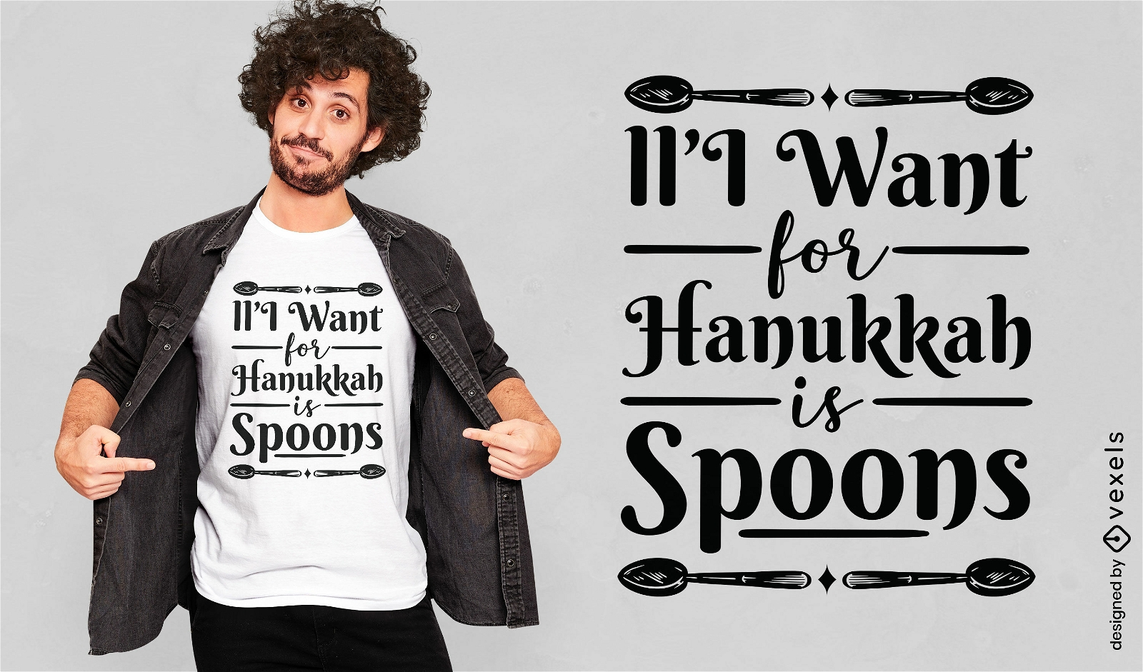 Diseño de camiseta de cucharas para Hanukkah