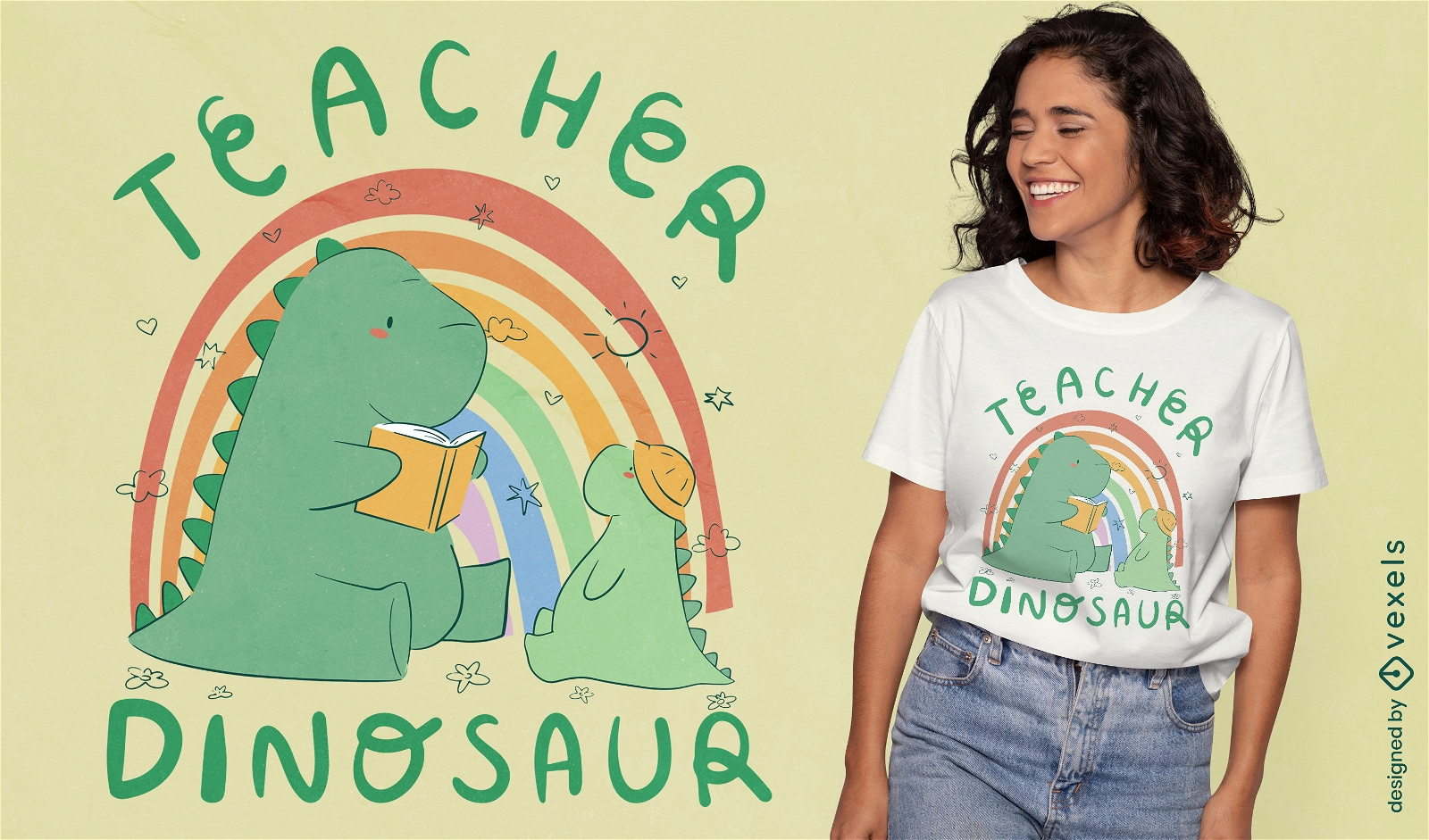 Dise?o de camiseta de profesor de dinosaurio.