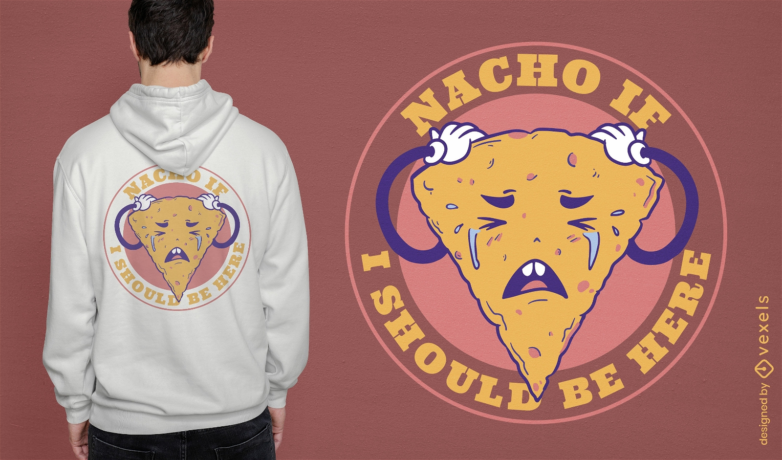 Design de camiseta Nacho chorando