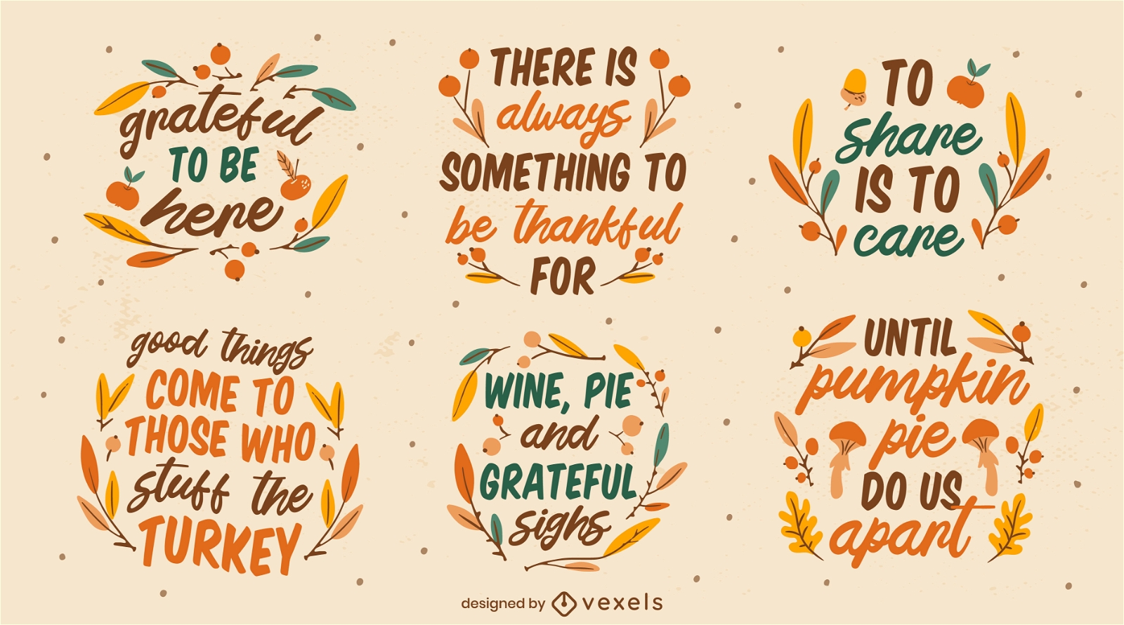 Thanksgiving american holiday quotes set